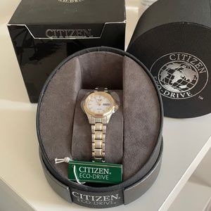 Silver and gold women’s citizen eco-drive watch